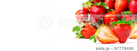 Fresh juicy sweet strawberies isolated on white 97778480