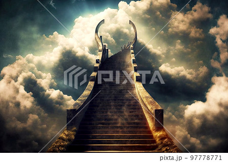 Gloomy stairway to heaven in afterlife after death 97778771