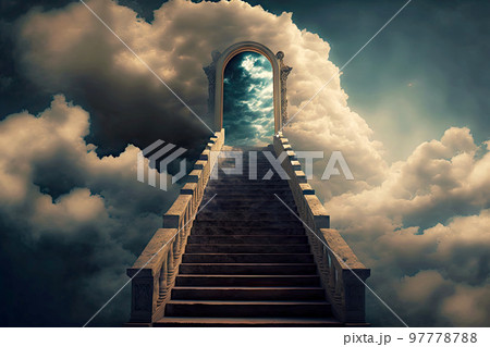 the door to paradise in clouds at end of stairway to heaven the door to paradise in clouds at end of stairway to heaven 97778788