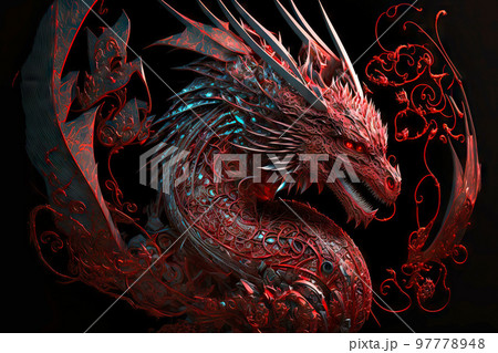 Legendary red dragons creature with open mouth and evil look Legendary red dragons creature with open mouth and evil look 97778948