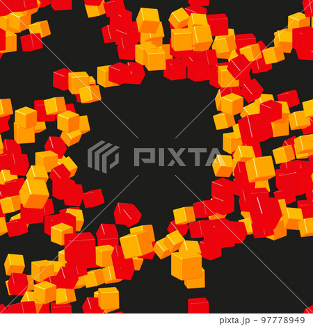 Golden Red Cubes Seamless Pattern, 3D Illustration Golden Red Cubes Seamless Pattern, 3D Illustration 97778949