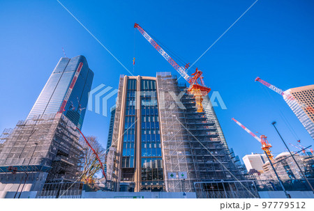 日本の東京都市景観 虎ノ門・麻布台地区第一種市街地再開発などを望む＝2022年12月29日 97779512