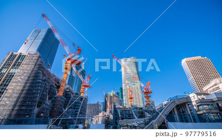 日本の東京都市景観 虎ノ門・麻布台地区第一種市街地再開発などを望む＝2022年12月29日 97779516