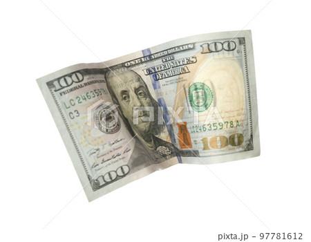 Dollar banknote isolated on white. Flying money Dollar banknote isolated on white. Flying money 97781612