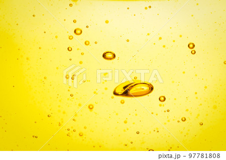 Cooking oil with bubbles as background, closeup 97781808