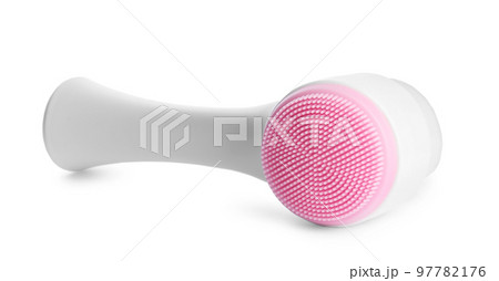 Modern face cleansing brush isolated on white. Cosmetics tool Modern face cleansing brush isolated on white. Cosmetics tool 97782176