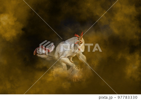 Protoceratops  , dinosaur on smoke background 97783330
