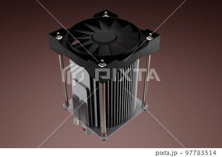 cpu cooler radiator 3d render illustration 97783514