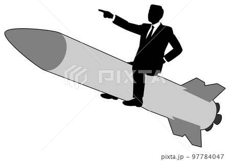 ミサイルに乗る男性ビジネスマン 97784047