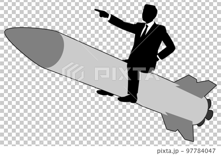 ミサイルに乗る男性ビジネスマン 97784047