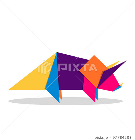 Dinosaur origami. Abstract colorful vibrant dinosaur logo design. Animal origami. Vector illustration 97784203