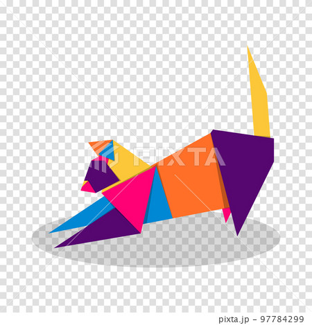 Cat origami. Abstract colorful vibrant Cat logo design. Animal origami. Vector illustration 97784299