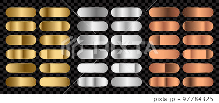 Big metal pack. Collection of gold, silver and bronze gradient for design. Vector gradients set. Vector illustration 97784325