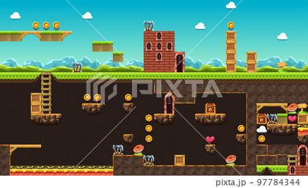 video game level with elements side view 97784344