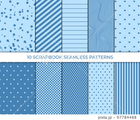 Set of cute sweet blue seamless patterns. Wallpaper for little baby boy. Blue background collection. Baby boy pattern seamless. Cute illustration 97784488