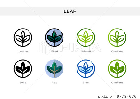 Leaf icon in different style. Leaf vector icons designed in outline, solid, colored, filled, gradient, and flat style. Symbol, logo illustration. Vector illustration Leaf icon in different style. Leaf vector icons designed in outline, solid, colored, filled, gradient, and flat style. Symbol, logo illustration. Vector illustration 97784676