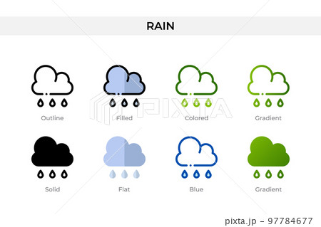 Rain icon in different style. Rain vector icons...のイラスト素材 [97784677 ...