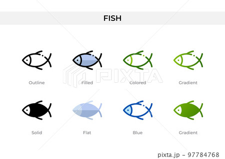 Fish icon in different style. Fish vector icons designed in outline, solid, colored, filled, gradient, and flat style. Symbol, logo illustration. Vector illustration 97784768