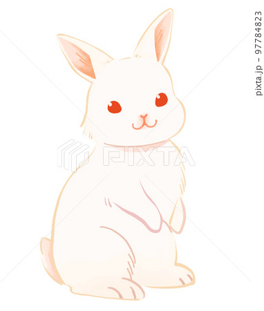 立ち上がりこちらを見て微笑む可愛い白兎のイラスト 97784823