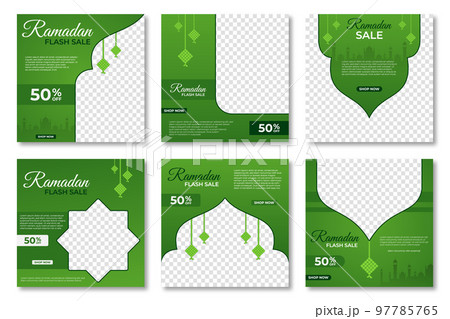 Set of Ramadan sale banner template. Modern social media advertising square banner. Suitable for social media post and web internet ads. Vector illustration Set of Ramadan sale banner template. Modern social media advertising square banner. Suitable for social media post and web internet ads. Vector illustration 97785765