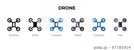 Drone icon in different style. Drone vector icons designed in outline, solid, colored, filled, gradient, and flat style. Symbol, logo illustration. Vector illustration 97785914
