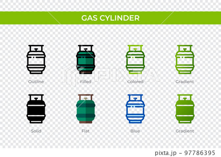 Gas cylinder icon in different style. Gas cylinder vector icons designed in outline, solid, colored, filled, gradient, and flat style. Symbol, logo illustration. Vector illustration Gas cylinder icon in different style. Gas cylinder vector icons designed in outline, solid, colored, filled, gradient, and flat style. Symbol, logo illustration. Vector illustration 97786395