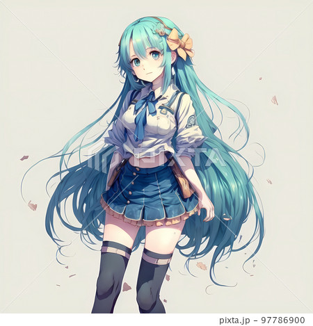 絶対領域あらわな超ミニ X ニーハイコーデ「AI生成画像」のイラスト