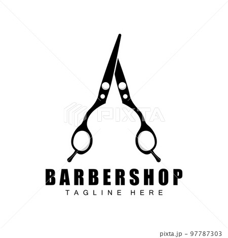 Scissors Logo Design, Barbershop Shaver Vector, Babershop Scissors Brand Illustration 97787303