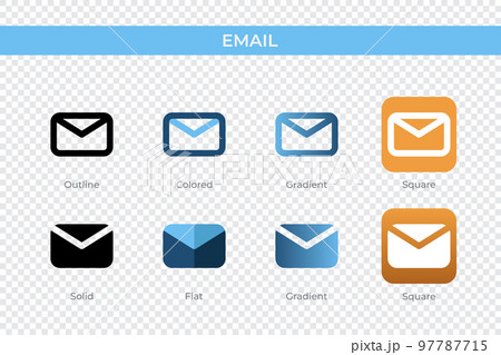 email icon in different style. email vector icons designed in outline, solid, colored, gradient, and flat style. Symbol, logo illustration. Vector illustration email icon in different style. email vector icons designed in outline, solid, colored, gradient, and flat style. Symbol, logo illustration. Vector illustration 97787715