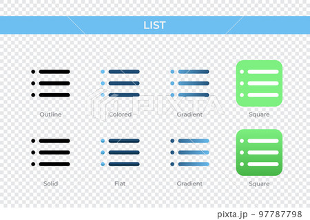 List icon in different style. List vector icons...のイラスト素材 [97787798 ...