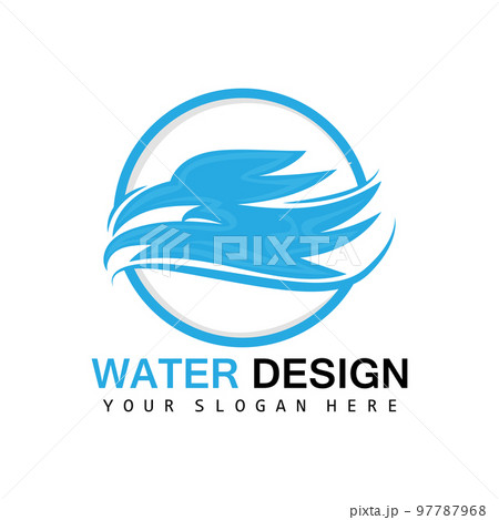 Water Wave Logo, Earth Element Vector, Water Wings Logo Design Style, Brand Icon, Sticker 97787968