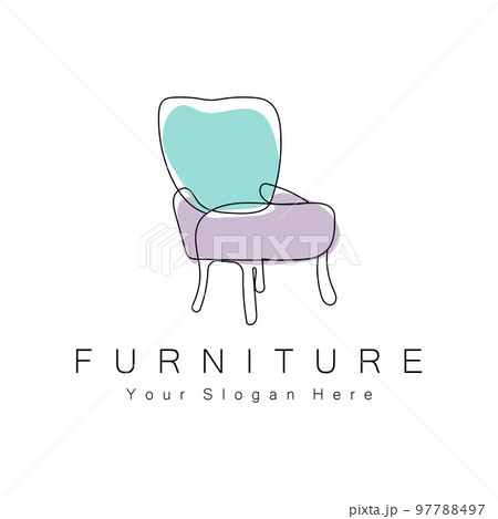 Furniture Logo Design, Home Furniture Illustration Table Icons, Chairs, Cupboards, Lamps 97788497