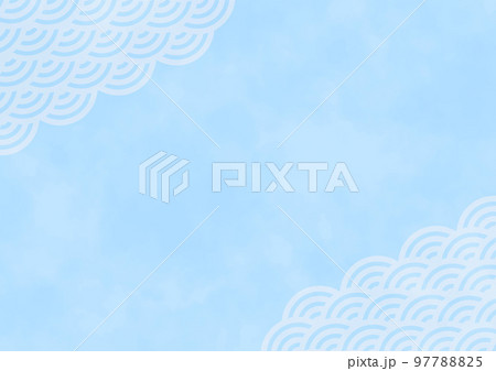 背景　青海波　角　水色 97788825