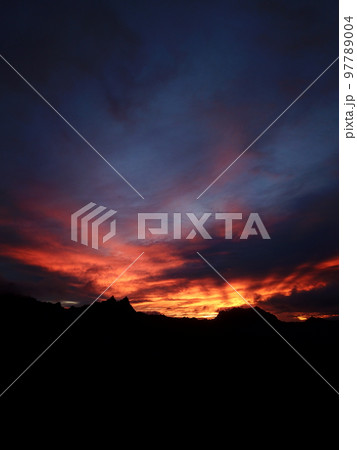 Sunset to Sleeping lady in Kosrae, Micronesia Sunset to Sleeping lady in Kosrae, Micronesia 97789004