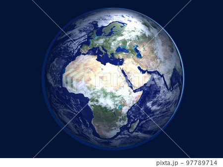 地球　ヨーロッパ　アフリカ　背景に星ナシ(3DCGイメージ) 97789714