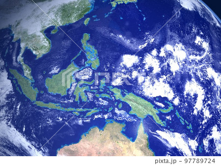 東南アジア　東南アジア諸国連合　メラネシア諸国　アップ(3DCGイメージ) 97789724