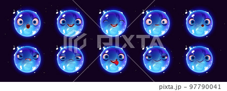 Blue supergiant star character with emotions 97790041