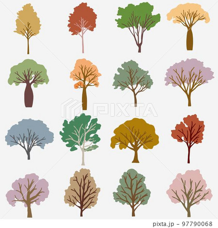 Premium Vector | Cartoon isolated forest and garden vector trees