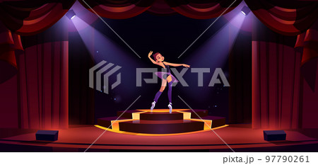 Beautiful ballerina dancing alone on stage 97790261