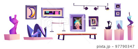 Museum or gallery interior with modern artworks Museum or gallery interior with modern artworks 97790347