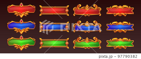 Medieval game frames or buttons, menu elements 97790382