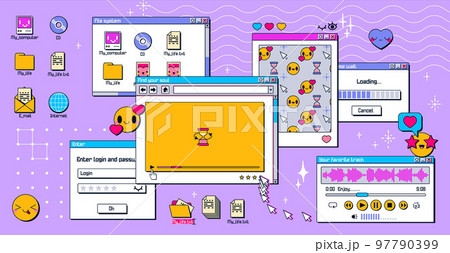 Y2k windows on computer pc desktop, retro screen 97790399