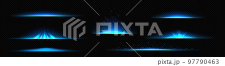 Light dividers, blue glow effect lines with sparks Light dividers, blue glow effect lines with sparks 97790463