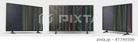 Broken tv set isolated on transparent background 97790506