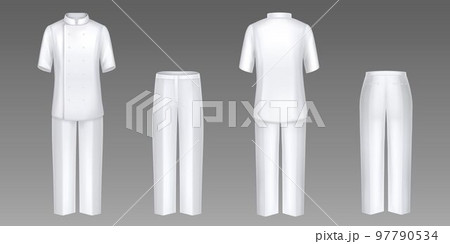 Chef clothes, white jacket and pants, cook uniform 97790534