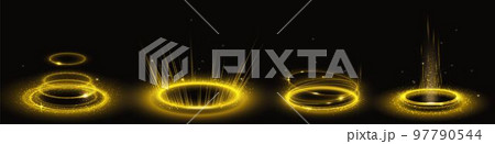 Yellow portal circles set isolated on background Yellow portal circles set isolated on background 97790544