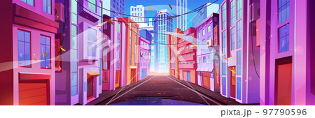 Autumn city landscape with street with houses Autumn city landscape with street with houses 97790596