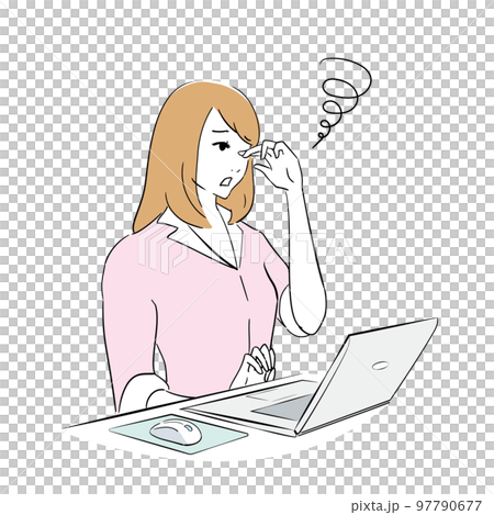 デスクワークで疲労が溜まった女性 97790677