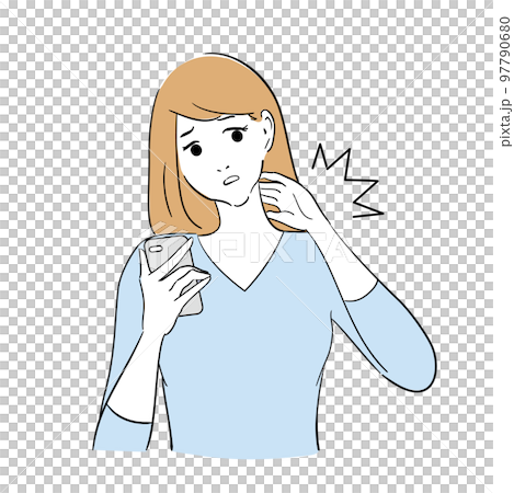 Cute woman suffering from stiff neck 97790680