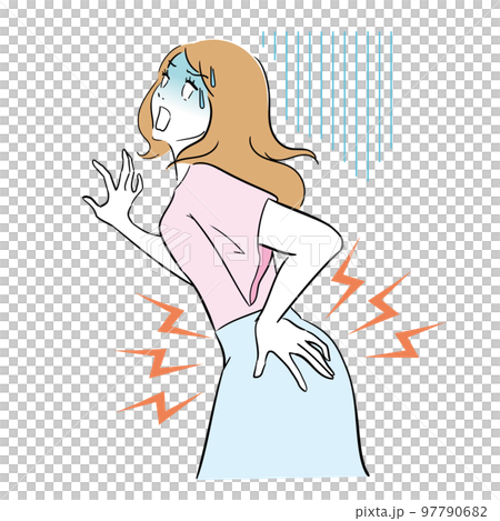 ぎっくり腰で悶絶する女性 97790682